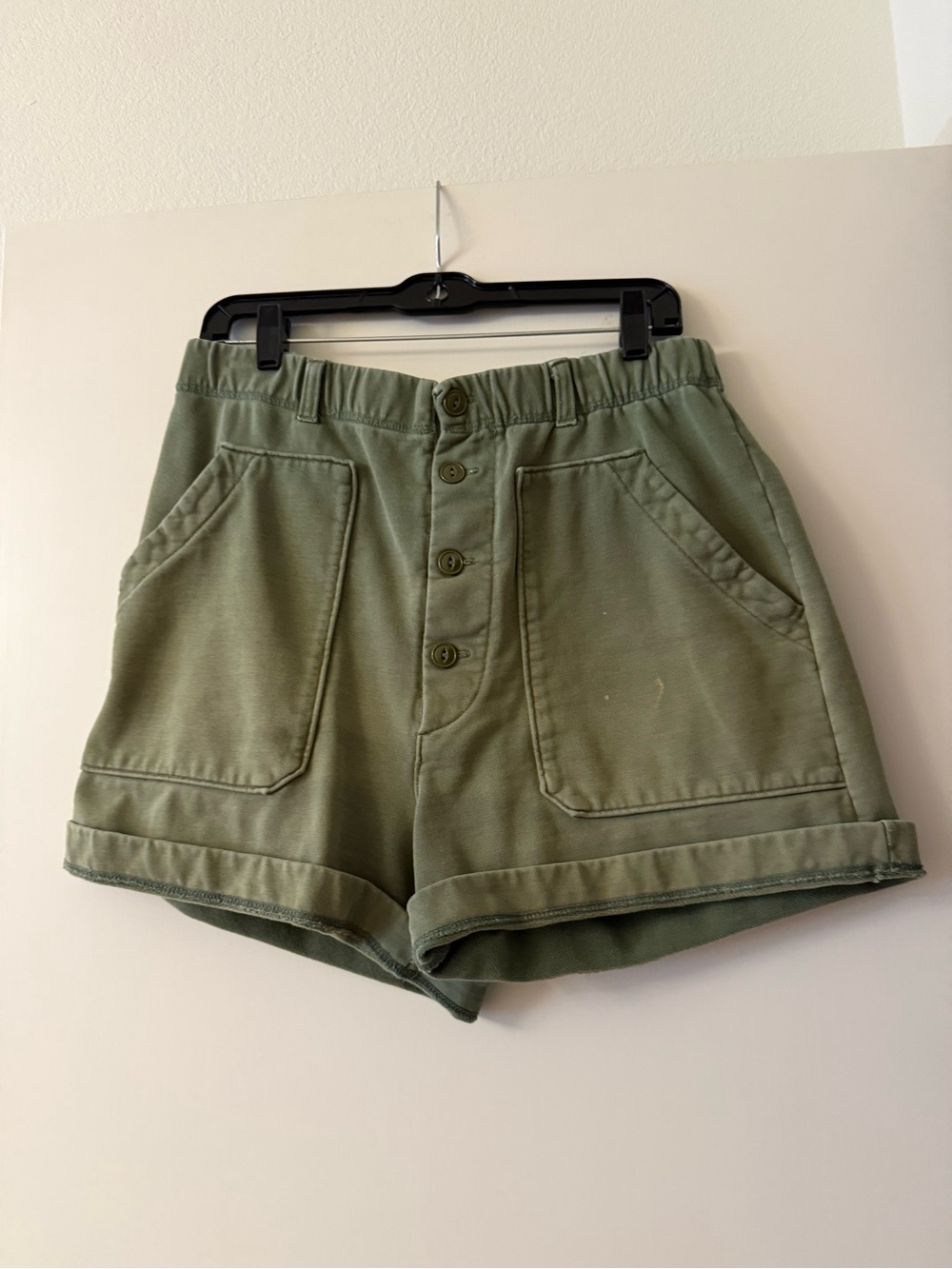 Alex Mill Olive Green Button-Front Bermuda Shorts